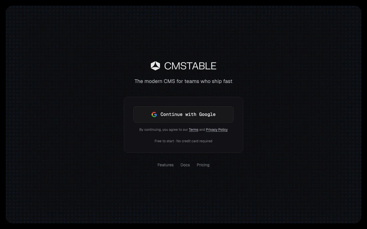 CMSTABLE — Headless CMS platform